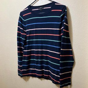 J. Crew Women's Dark Blue Multicolor Striped Lightweight Sweater Size Medium